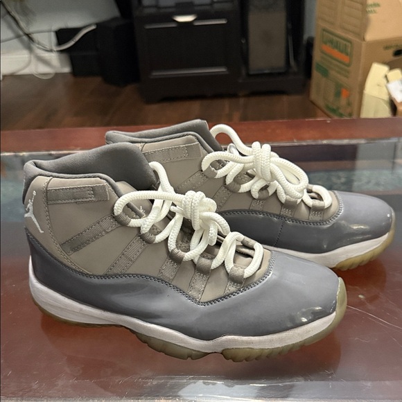 Jordan Gray and White High-Top Sneakers - Picture 1 of 7